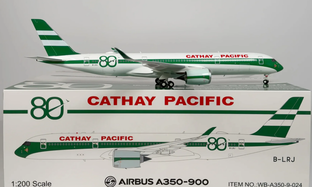 WB-A350-9-024 | Jfox Models 1:200 | Airbus A350-900 Cathay Pacific 80th Anniversary Livery B-LRJ