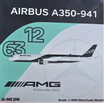 Die-cast metal 1:400 scale Airbus A350-941 Mercedes-AMG Petronas model airplane.