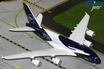 Gemini200 die-cast metal model of a Lufthansa Airbus A380 Centennial.