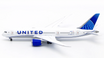 Boeing 787-8 aircraft model in United Airlines livery at 1:500 scale.