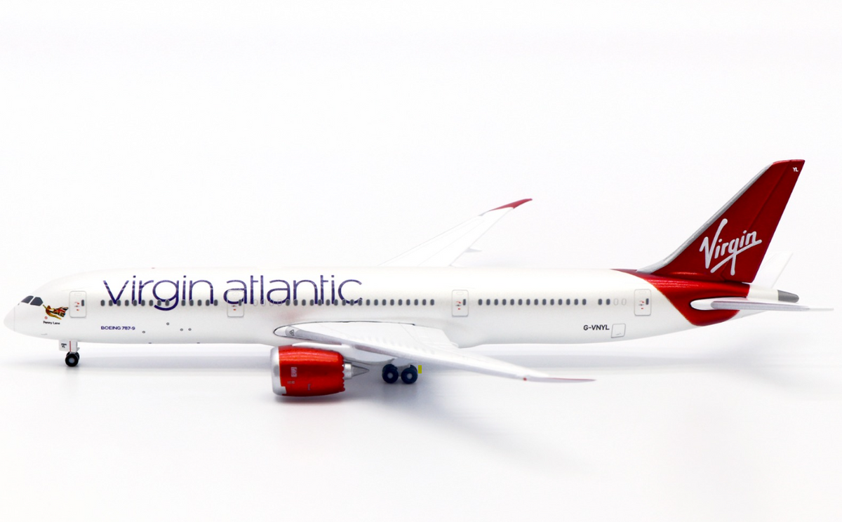 Boeing 787-9 Dreamliner die-cast model aircraft in Virgin Atlantic livery.