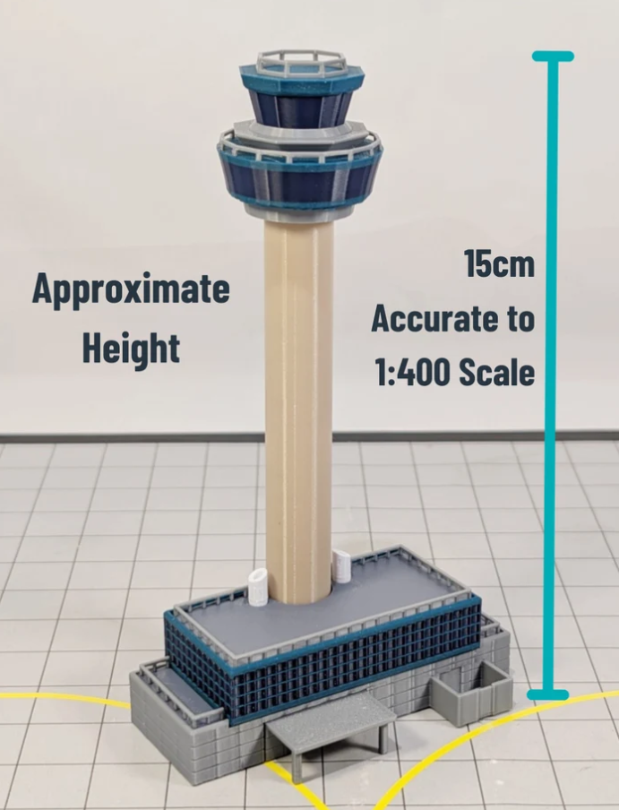 AG-STNTOWER | Airport Accessories 1:400 | LONDON STANSTED AIRPORT ATC Air Traffic Control Tower 1:400 Scale Building Model