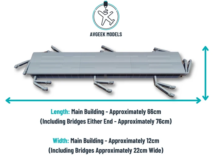 AG-LARGETERMINAL | Airport Accessories 1:400 | LARGE AIRPORT TERMINAL BUILDING (1:400 Scale) + EXTENDING BRIDGES Model Diorama