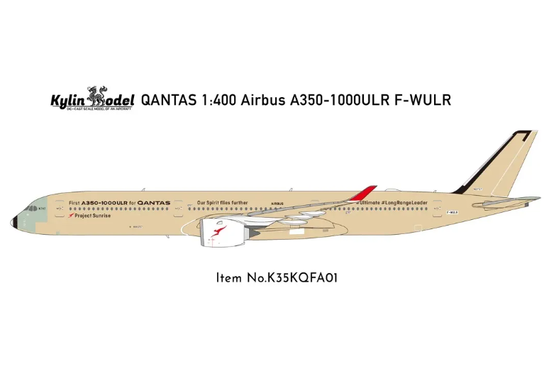 K35KQFA01 | Kylin Models 1:400 | Airbus A350‑1000ULR Qantas F-WULR 'Unpainted / First A350 for Qantas' | is due November 2026