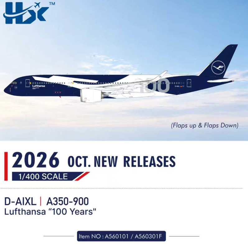 A560101 | HX Models 1:400 | Airbus A350-900 Lufthansa D-AIXL 100th Anniversary | is due November 2026