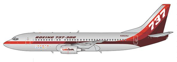 XX4487 | JC Wings 1:400 | Boeing Company Boeing 737-300 Farnborough Air Show 1984 Reg: N352AU With Antenna