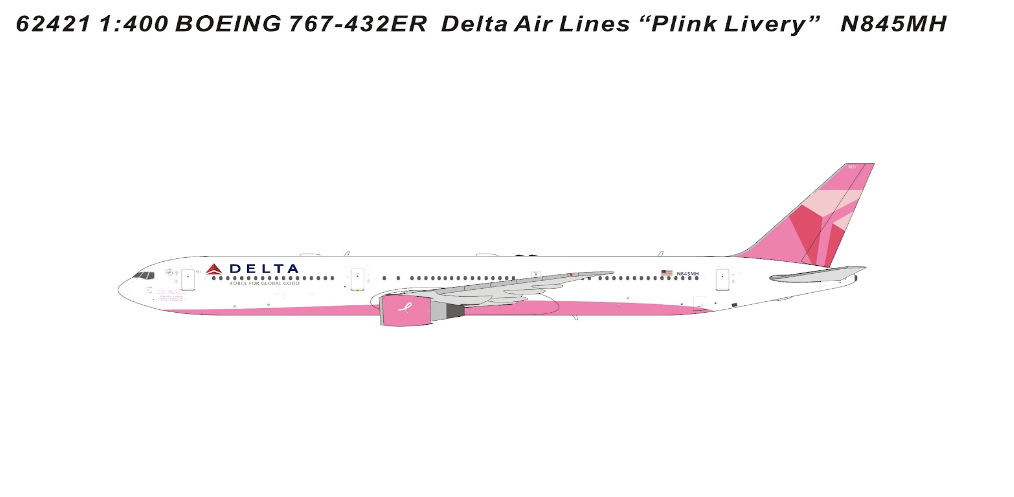 PM62421 | Panda Models 1:400 | Boeing 767-424ER Delta Air Lines (pink livery) N845MH