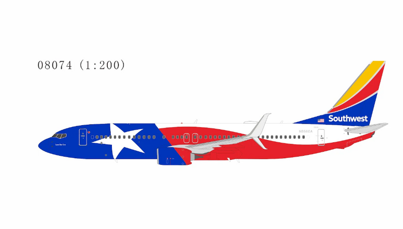 NG08074 | NG Models 1:200 | Boeing 737-800 Southwest Airlines N8660A (new "Lone Star One") | is due July 2026