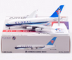 Airbus A380-841 die-cast model aircraft in Global Airlines livery with metal stand.