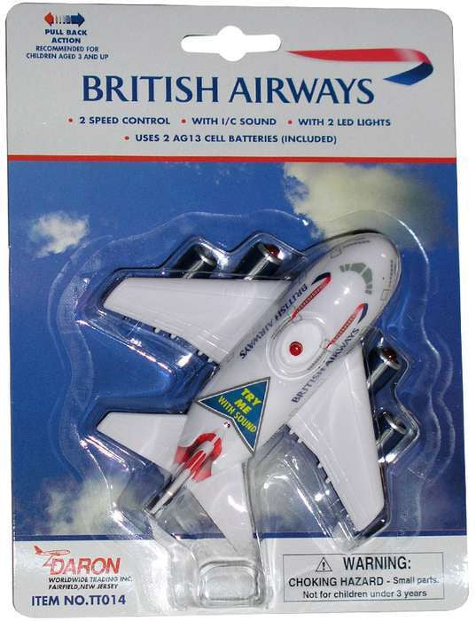 TT014R | Toys Toys | Pull Back Fun Plane - British Airways (with light and sound)