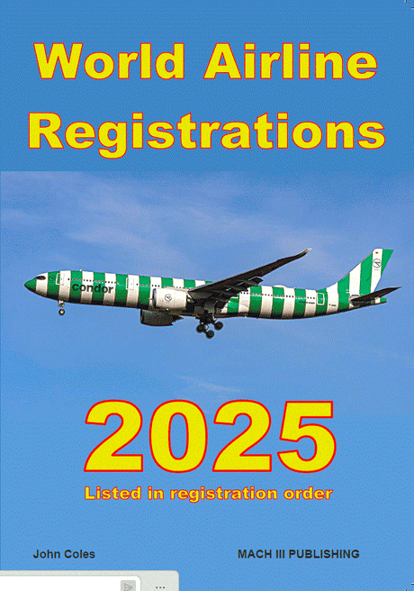 WAR25V1-O | Mach III Publication Books | World Airline Registrations 2025 WIRO (aircraft registration order, wire-o binding)