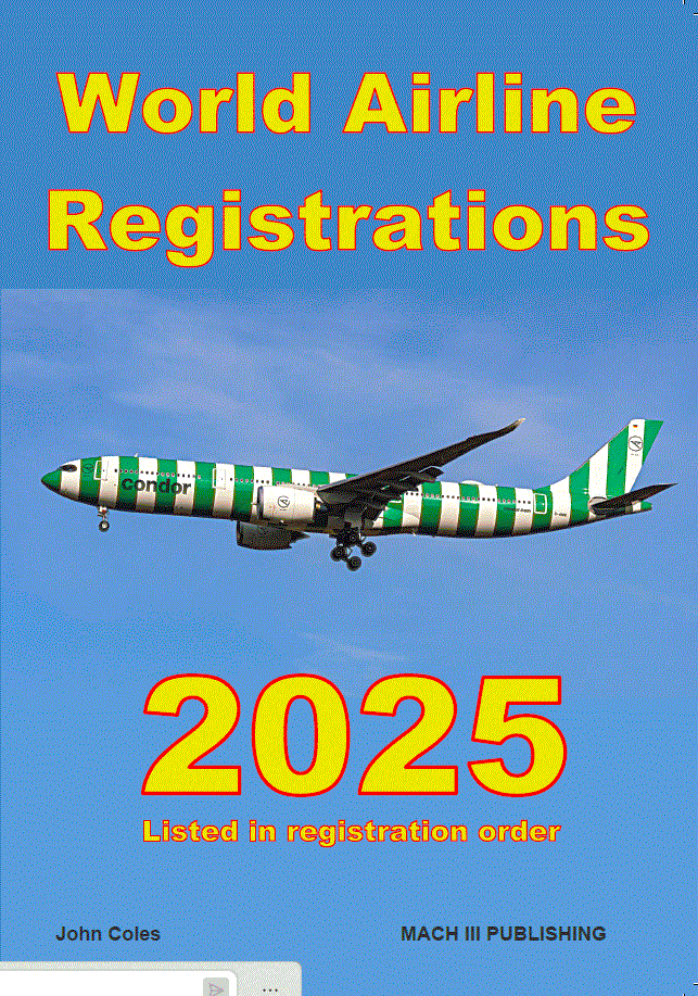 WAR25V1-O | Mach III Publication Books | World Airline Registrations 2025 WIRO (aircraft registration order, wire-o binding)