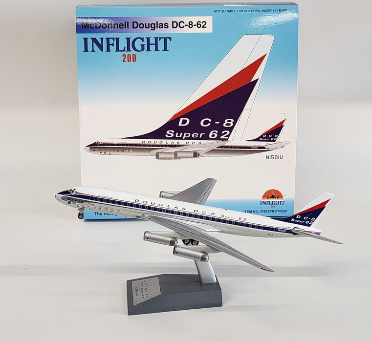 IF862PROT062P| InFlight200 1:200 | DC-8-62 HOUSE N1501U Polished with stand