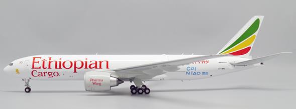 XX20297C | JC Wings 1:200 | Boeing 777F Ethiopian Cargo ET-APU, 'Cai Niao', Interactive Series (with stand)