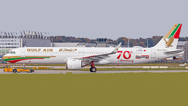 XX4894 | JC Wings 1:400 | Airbus A321neo Gulf Air A9C-NB, 'Retro' (with stand)