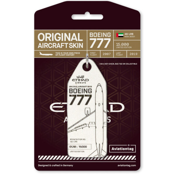 AVTAGA6LRB | Aircraft Skin Tags | Original Aircraft Skin - Boeing 777-200 Etihad A6-LRB