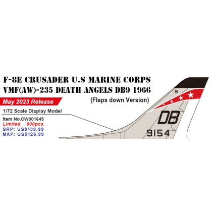 CW001645 | Century Wings 1:72 | F-8E Crusader U.S.Marine Corps VMF(AW)-235 'Death Angels' DB-8 1966 (flaps down)