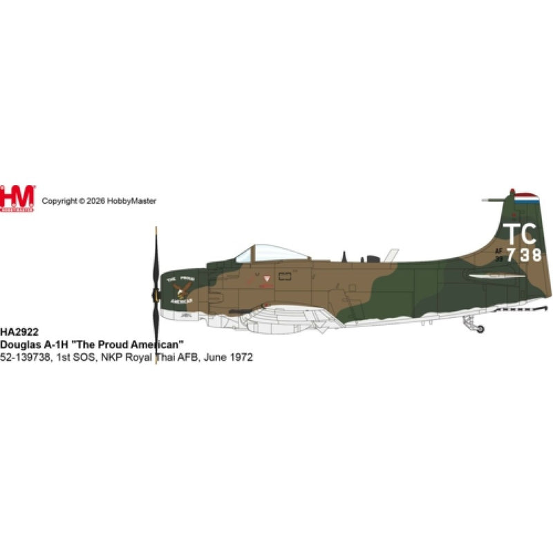 HA2922 | Hobby Master Military (1/72) | Douglas A-1H "The Proud American" 52-139738, 1st SOS, NKP Royal Thai AFB, June 1972