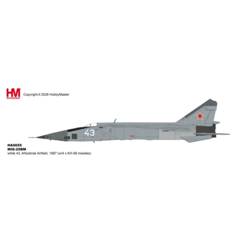 HA5655 | Hobby Master Military (1/72) | MIG-25BM white 43, Ahtubinsk Airfield, 1987 (w/4 x KH-58 missiles)