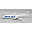 Boeing 777-300ER die-cast aircraft model with stand in PAN AM livery.