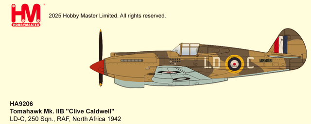 HA9206 | Hobby Master Military 1:72 | Tomahawk Mk. IIB Clive Killer Caldwell LD-C, 250 Sqn., RAF, North Africa 1942 Australia’s Top WW2 Air Ace and Top P-40 Ace of WW2