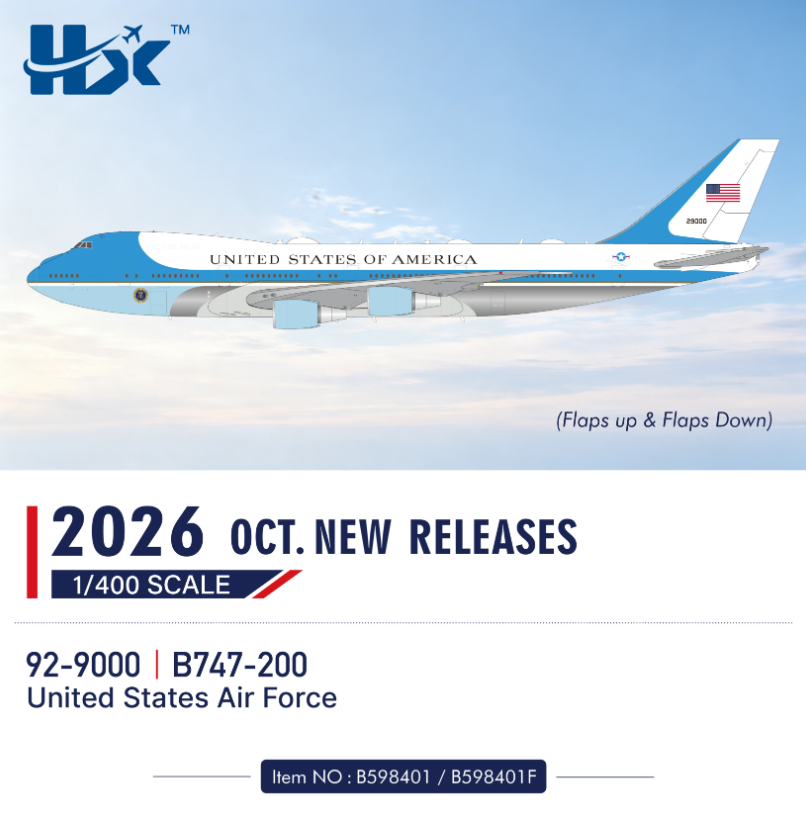 B598401 | HX Models 1:400 | Boeing 747-200 Air Force One 92-9000 | is due November 2026