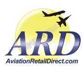 Logo of Aviation Retail Direct featuring a sun and an airplane silhouette.