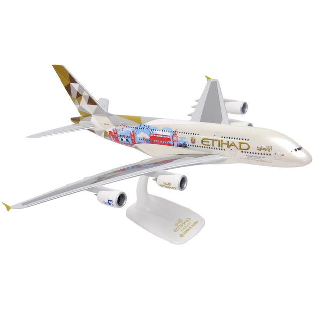 PPC Models 1:200 die-cast metal Airbus A380 model in Etihad Airways UK livery.