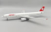 Blue and white Airbus A330-300 die-cast model airplane in 1:200 scale.