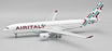 Airbus A330-203 die-cast aircraft model with stand in Air Italy livery.