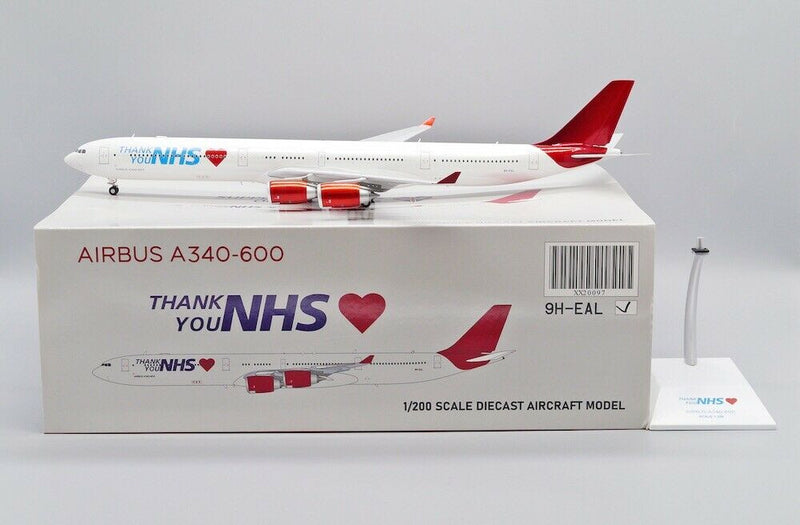XX20097 | JC Wings 1:200 | Maleth Aero Airbus A340-600 Thank you NHS 9H-EAL(with stand)**PRE OWNED**