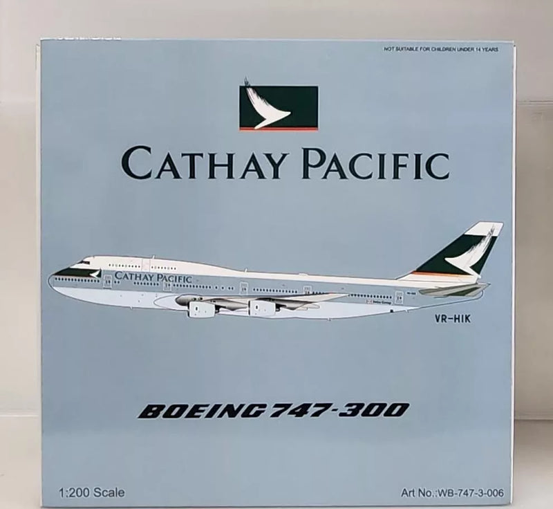 WB-747-3-006 | WB Models 1:200 | Boeing 747-300 cathay Pacific VR-HIK (with stand)