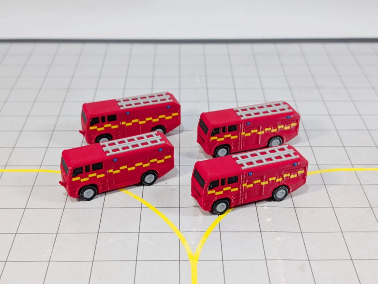 AG-FIRETRUCKS200 | AvGeek Models 1:400 | FIRE TRUCKS (x4) Airport GSE Emergency Rescue MPRV Vehicles 1:200 Scale Scenery