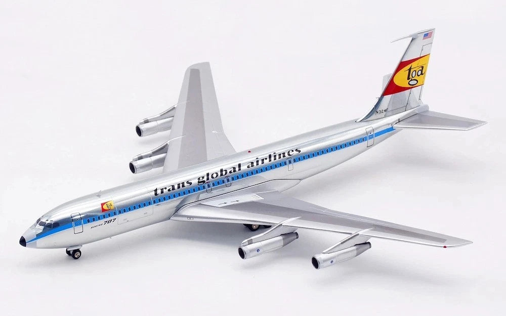 B-707-AIRPORT-55-P | Blue Box 1:200 | Boeing 707-300, Trans Global Airlines N324F