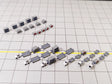 White airport tug and dolly ULD cargo trailer vehicle models in 1:400 scale.