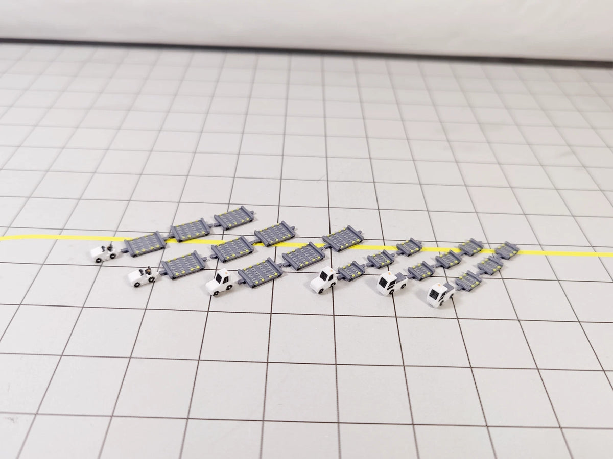 AG-ULDTRAILERS | Airport Accessories 1:400 | 6x White TUG & DOLLY ULD CARGO TRAILERS Airport GSE Vehicle Models 1:400 Scale