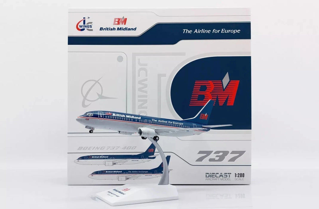 XX20261 | JC Wings 1:200 | Boeing 737-400, British Midland Airways 'The Airline for Europe' G-OBMG