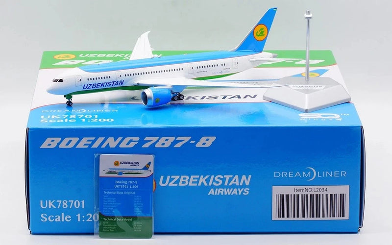 L2034 | SQ Wings 1:200 | Boeing 787-8, Uzbekistan UK78701 'with stand'
