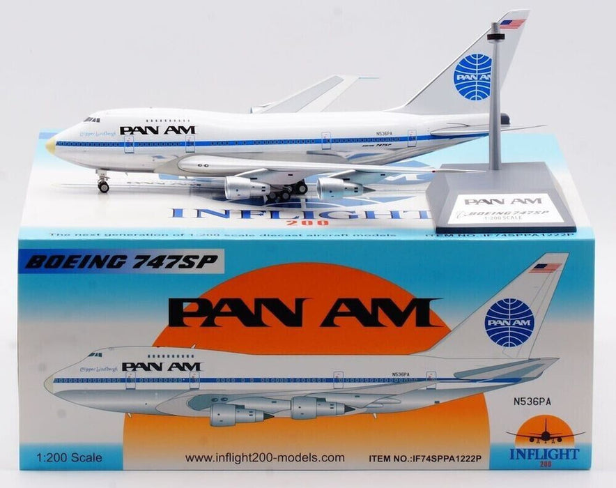 IF74SPPA1222P | InFlight200 1:200 | Boeing 747SP-21 Pan Am N536PA (polished, with stand)