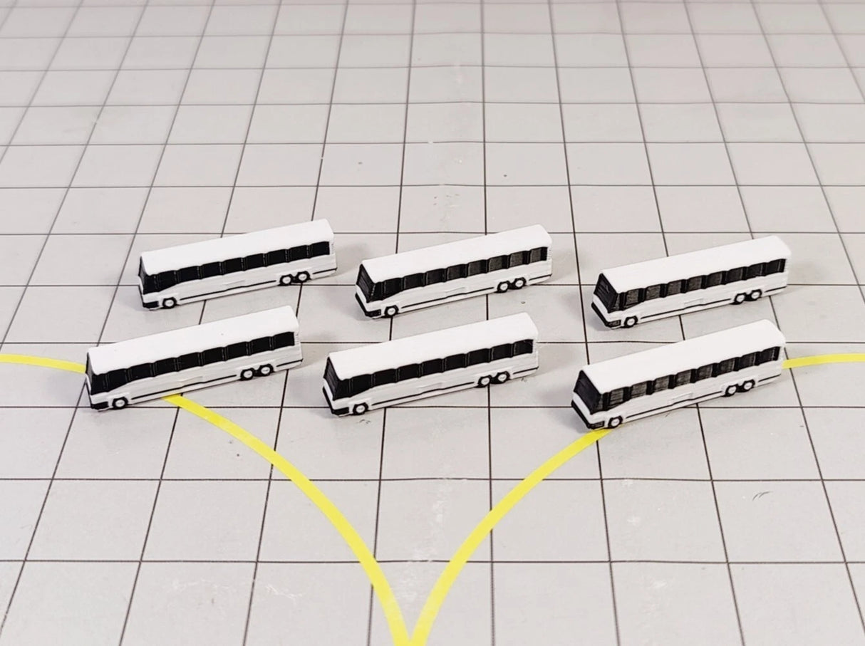 AG-BUS | AvGeek Models 1:400 | 6x BUS US GREYHOUND Style Airport GSE Vehicle Models 1:400 Scale Diorama