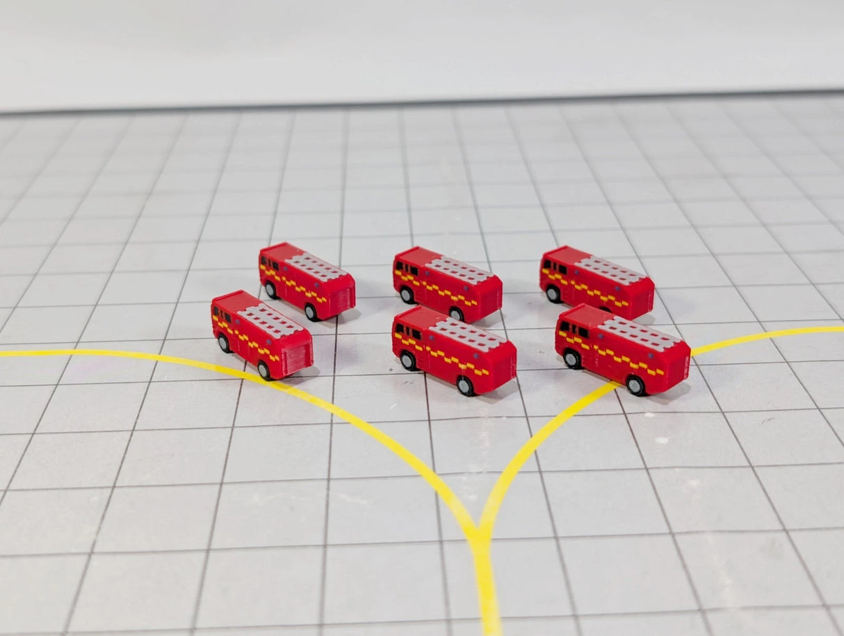 AG-FIRETRUCKS | AvGeek Models 1:400 | FIRE TRUCKS (x6) Airport GSE Emergency Rescue MPRV Vehicles 1:400 Scale Scenery