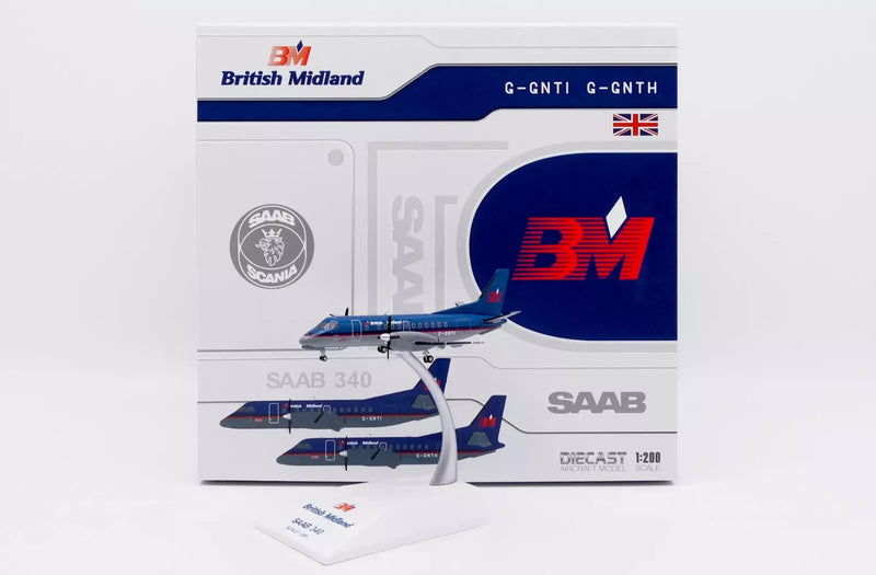 XX20474 | JC Wings 1:200 | British Midland Saab 340B Reg: G-GNTI With Stand