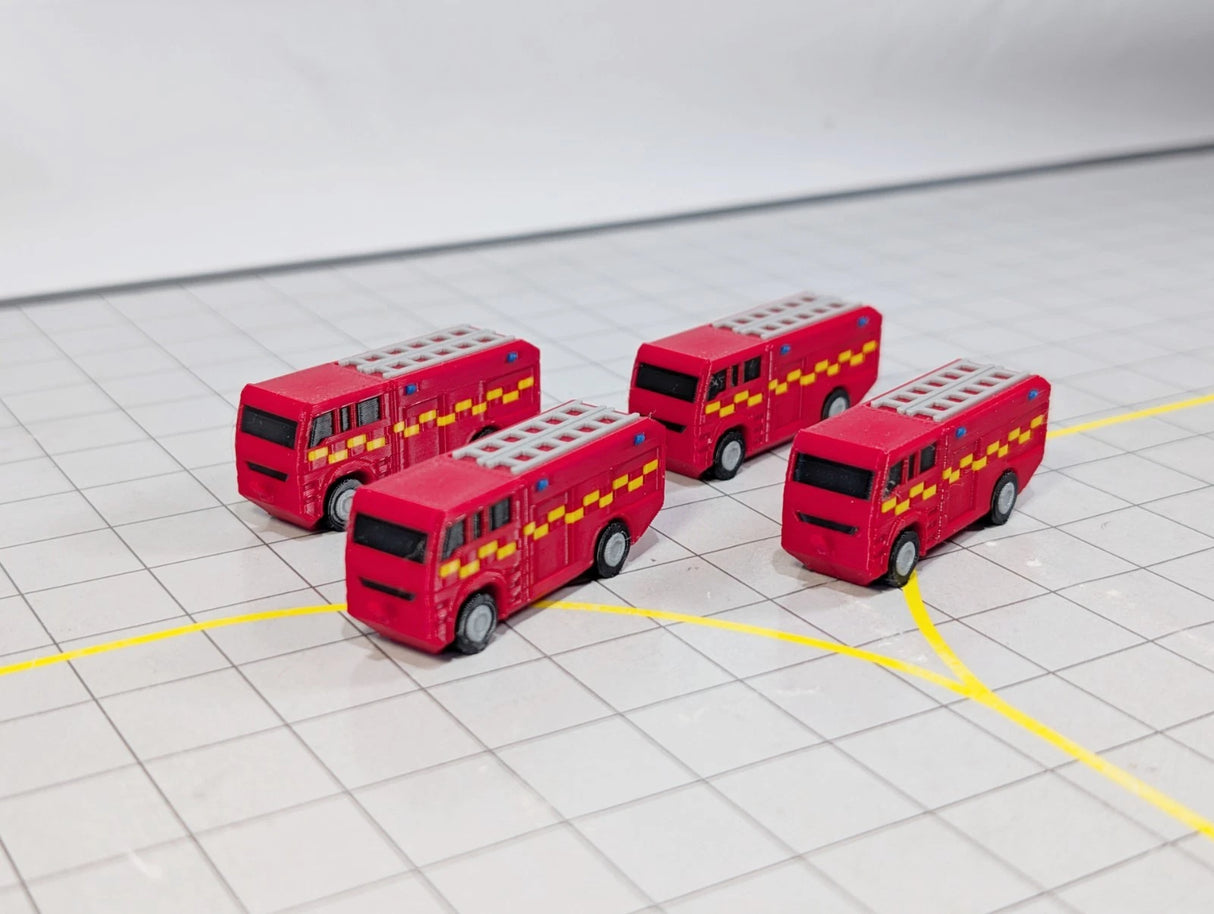 AG-FIRETRUCKS200 | AvGeek Models 1:400 | FIRE TRUCKS (x4) Airport GSE Emergency Rescue MPRV Vehicles 1:200 Scale Scenery