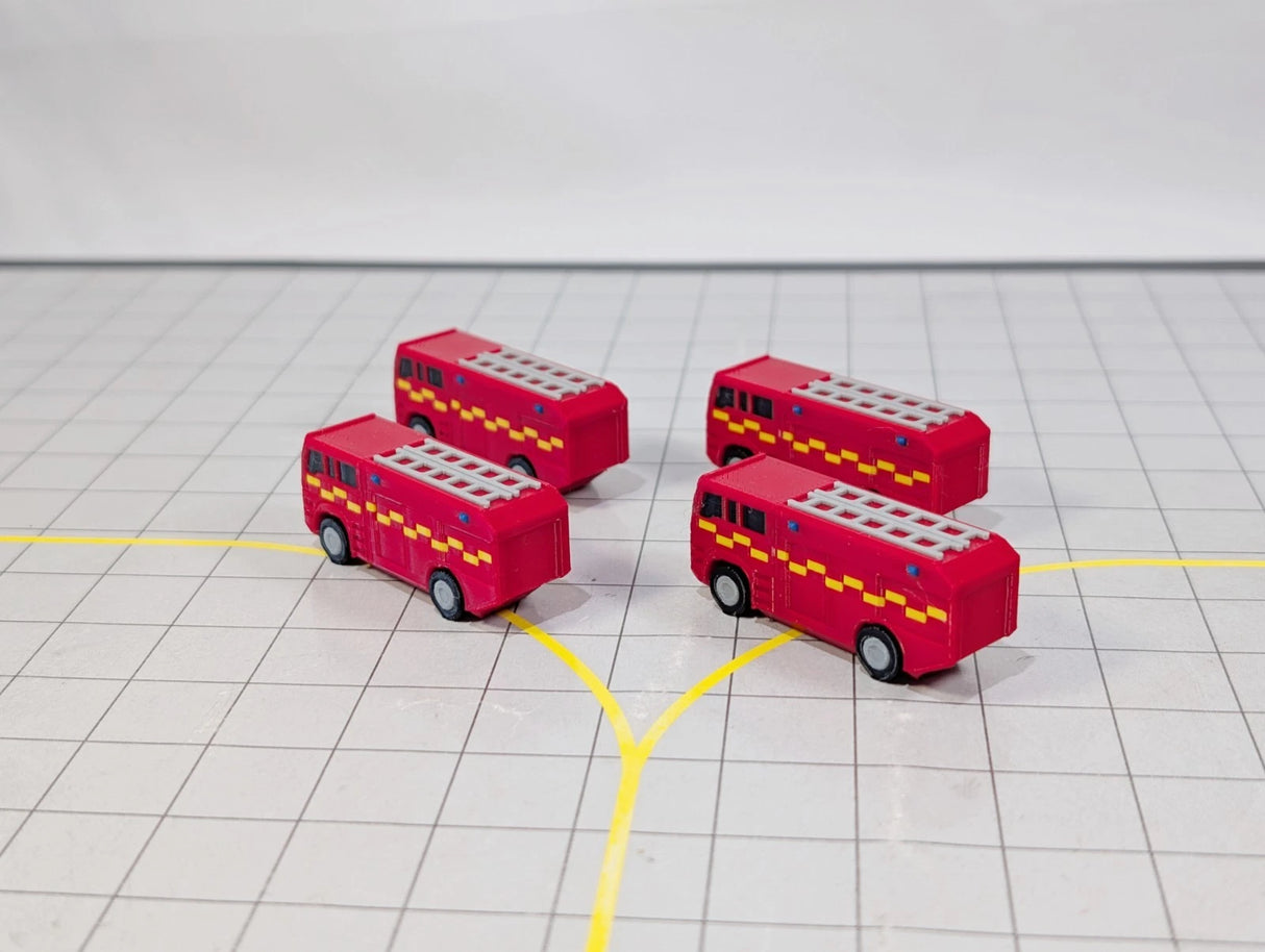 AG-FIRETRUCKS200 | AvGeek Models 1:400 | FIRE TRUCKS (x4) Airport GSE Emergency Rescue MPRV Vehicles 1:200 Scale Scenery