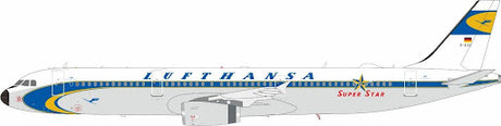 Die-cast metal 1:200 model of an Airbus A321-231 in Lufthansa retro color livery.