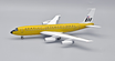 Boeing 720 Super Jet die-cast model aircraft in ochre with display stand.