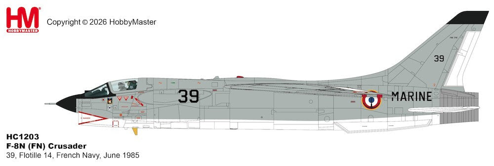 HC1203 | Hobby Master Military 1:72 | Hobbymaster 1/72nd scale F-8E (FN) Crusader 39, Flotille 14, French Navy, June 1985