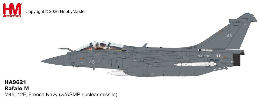 HA9621 | Hobby Master Military 1:72 | Hobbymaster 1/72nd scale Rafale M M45, 12F, French Navy (w/ASMP nuclear missile)