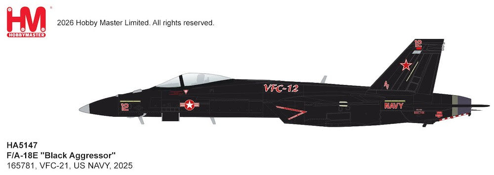 HA5147 | Hobby Master Military 1:72 | Hobbymaster 1/72nd scale F/A-18E “Black Aggressor” 00/165781, VFC-12, 2025